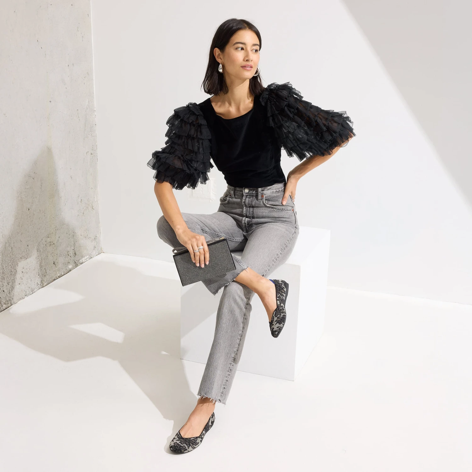 Rothy's The Flat - Black Chantilly 4 Rothy's The Flat - Black Chantilly - Image 4