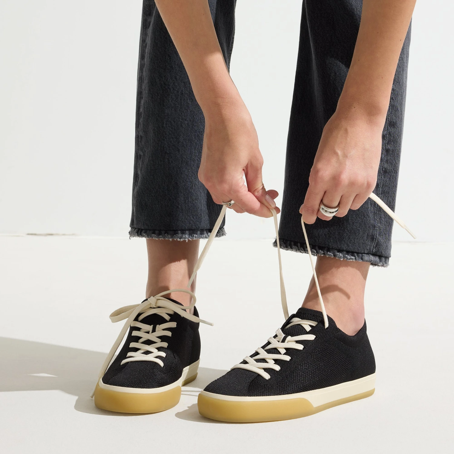 Rothy's The Lace Up Sneaker - Black 2 Rothy's The Lace Up Sneaker - Black - Image 2