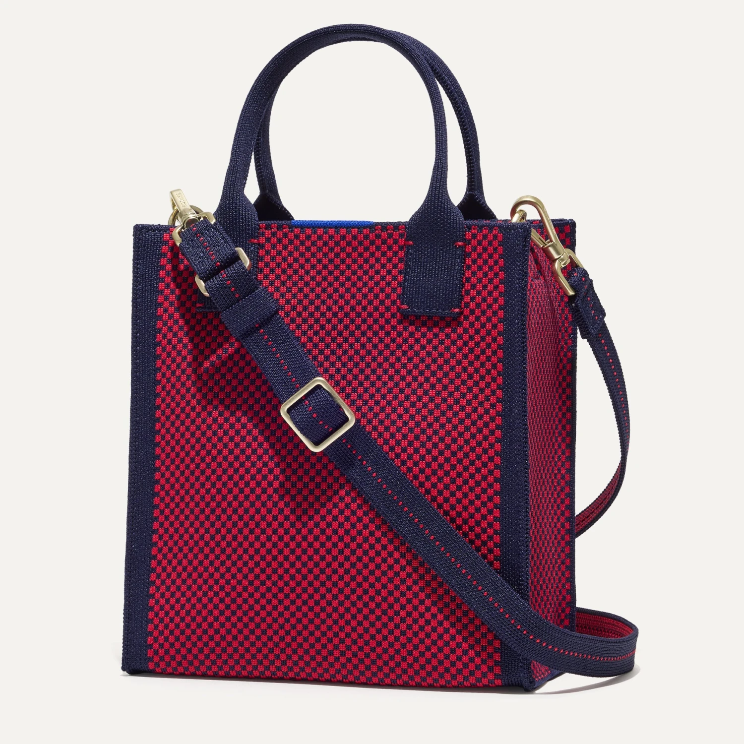 Rothy's The Petite Classic Tote - Cherry Micro Check 2 Rothy's The Petite Classic Tote - Cherry Micro Check - Image 2