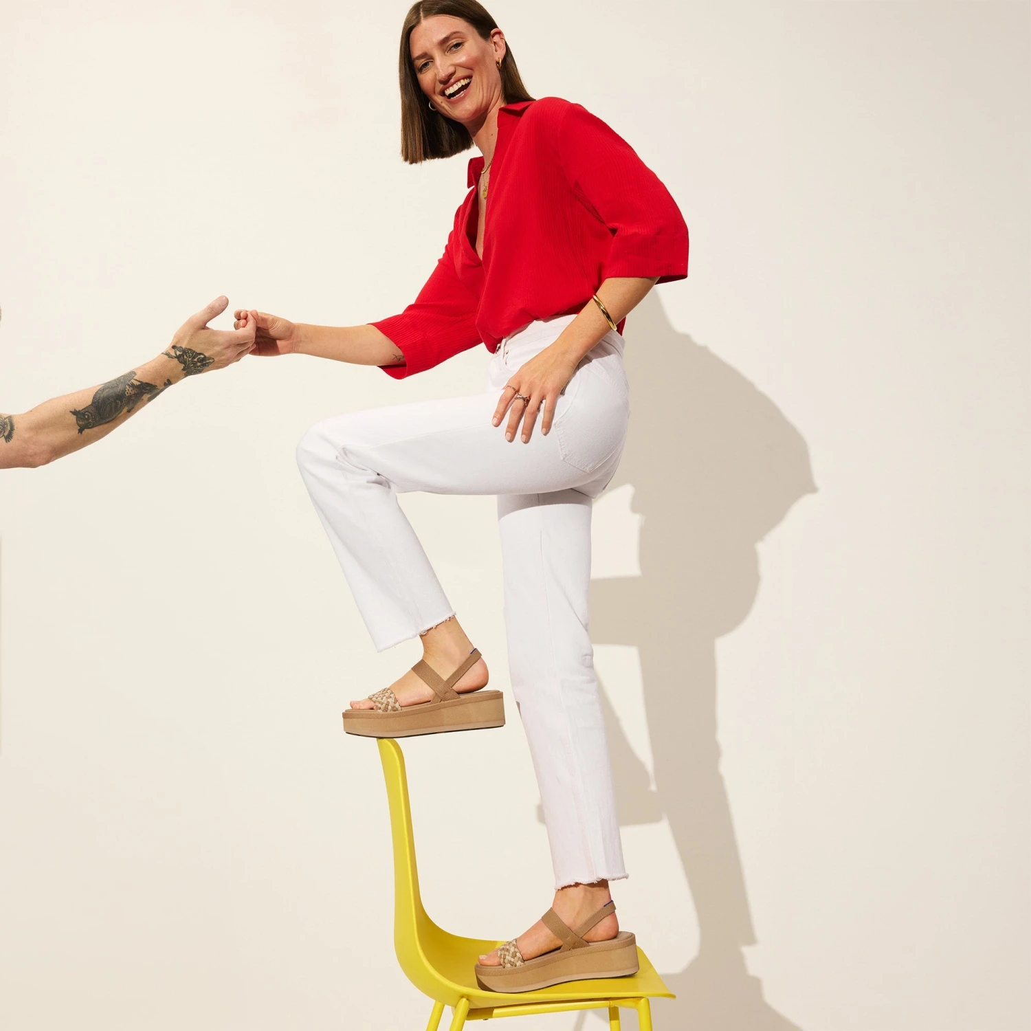 Rothy's The Lightweight Wedge Sandal - Beach Sand Woven 3 Rothy's The Lightweight Wedge Sandal - Beach Sand Woven - Image 3