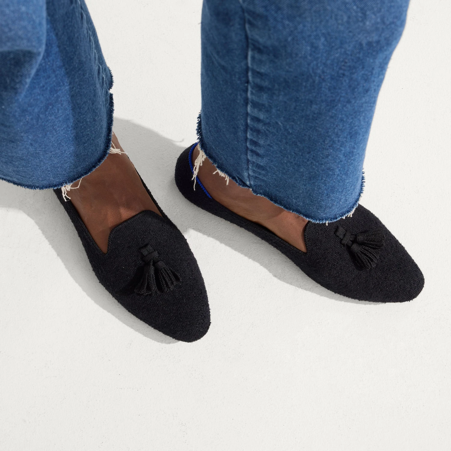 Rothy's The Almond Tassel Loafer - Black Bouclé 3 Rothy's The Almond Tassel Loafer - Black Bouclé - Image 3