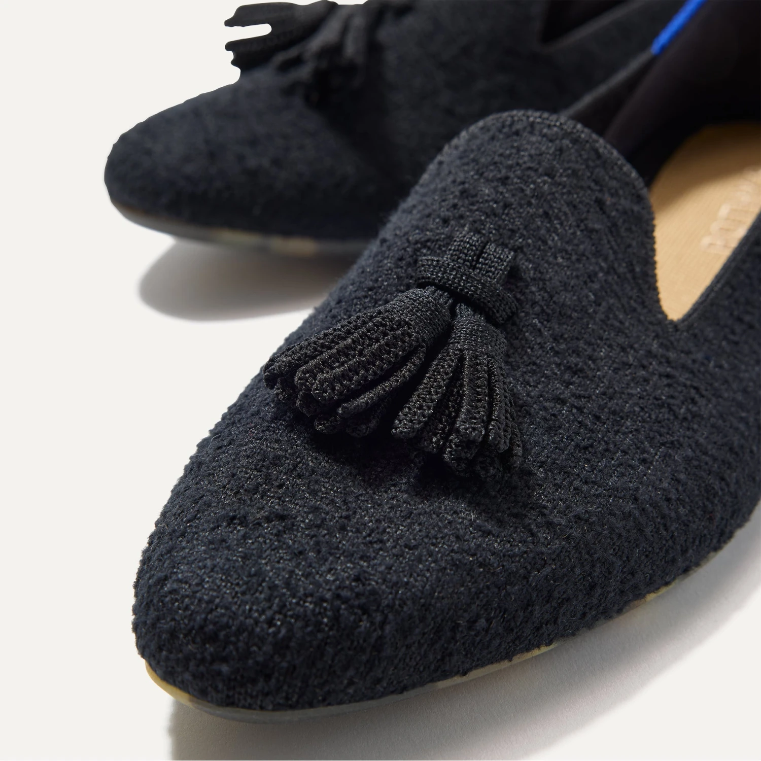 Rothy's The Almond Tassel Loafer - Black Bouclé 2 Rothy's The Almond Tassel Loafer - Black Bouclé - Image 2
