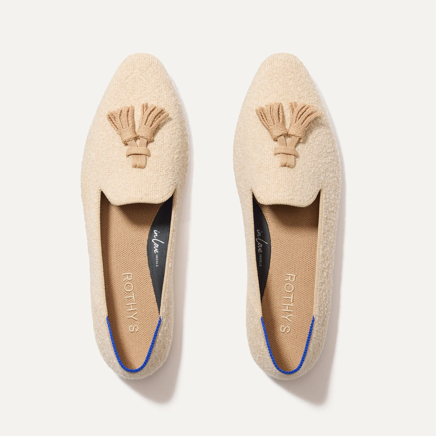 Rothy's The Almond Tassel Loafer - Toasty Bouclé 1 Rothy's The Almond Tassel Loafer - Toasty Bouclé